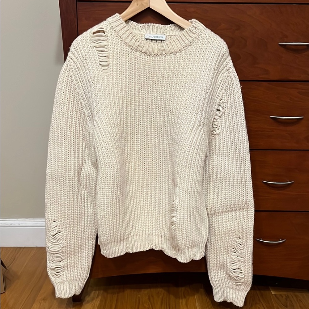 J.W. Anderson Distressed Beige Alpaca Sweater